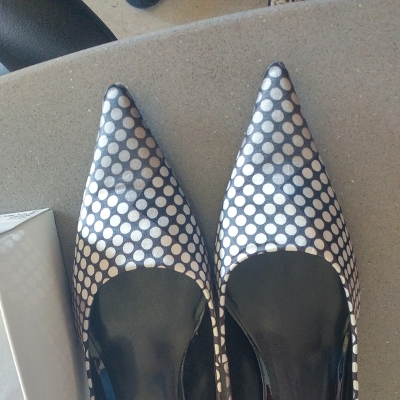 Nine West Shoes - Nine West Fun Gray/White Polka Dot Pointy ToePumps